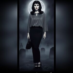 Vintage 70s Ample Togs California Metallic Silver Blouse L